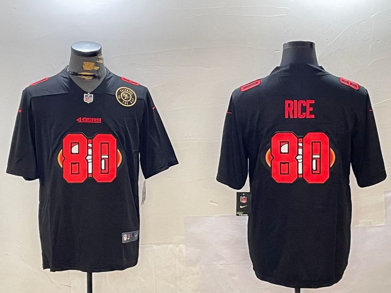 Men San Francisco 49ers 80 Rice Black Fashion 2024 Nike Limited NFL Jersey style 3
